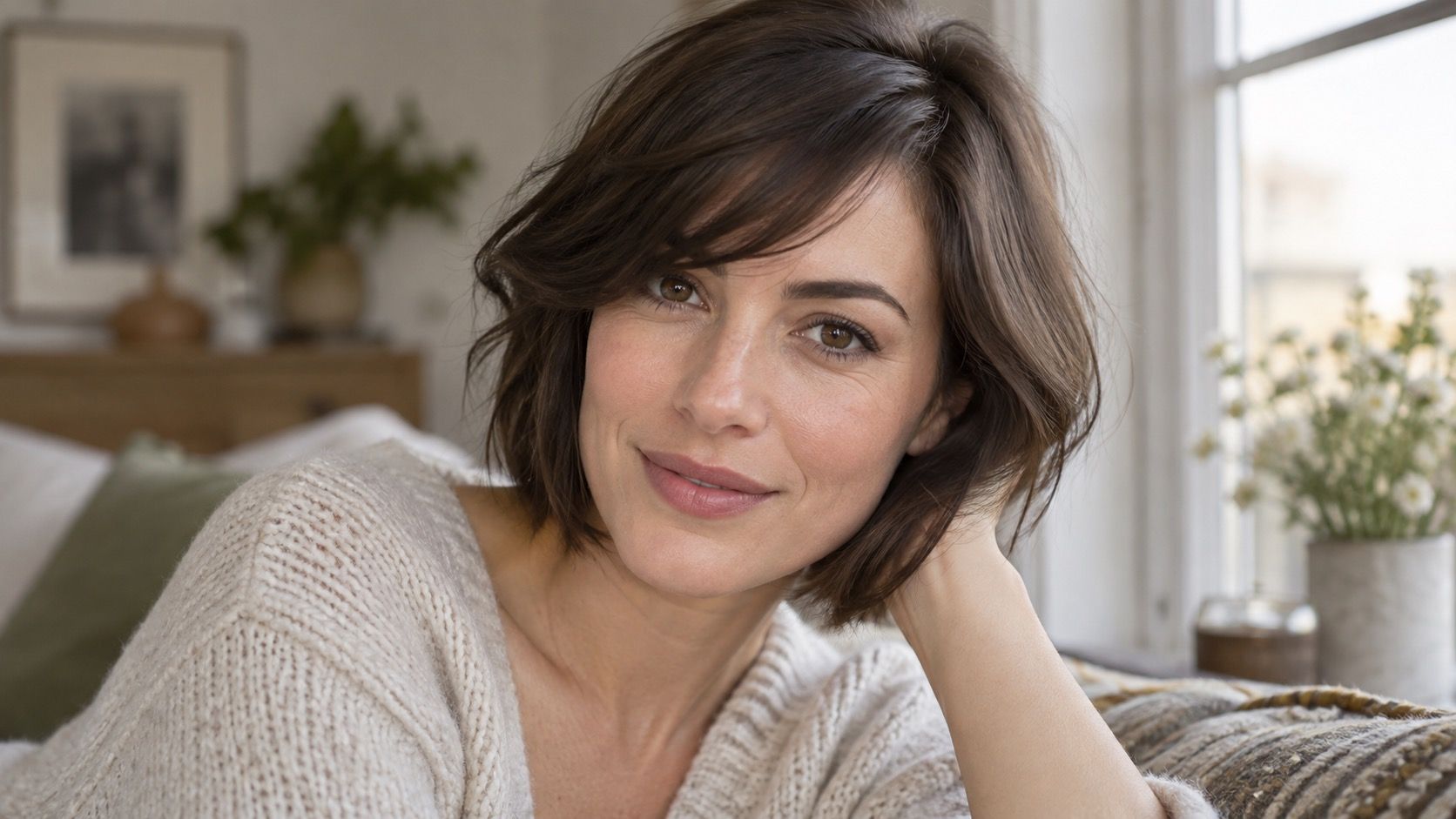 Heart face shape features and balanced styling